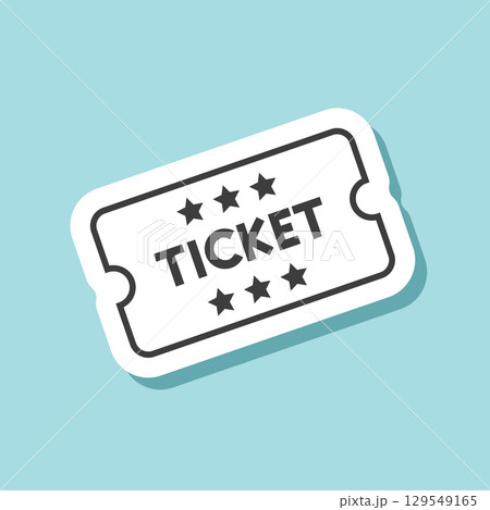 Ticket sticker icon in flat style. Coupon vector illustration on isolated background. Voucher sign business concept. 129549165