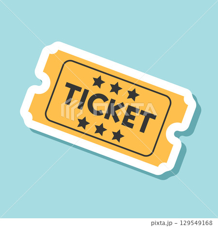 Ticket sticker icon in flat style. Coupon vector illustration on isolated background. Voucher sign business concept. 129549168