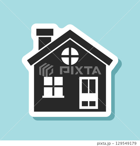 House sticker icon in flat style. Home vector illustration on isolated background. Building sign business concept. House sticker icon in flat style. Home vector illustration on isolated background. Building sign business concept. 129549179