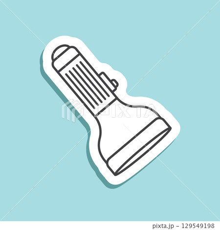 Flashlight sticker icon in line flat style. Electric lamp vector illustration on isolated background. Pocket lantern sign business concept. Flashlight sticker icon in line flat style. Electric lamp vector illustration on isolated background. Pocket lantern sign business concept. 129549198