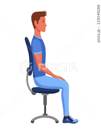Correct sitting position. Good sitting posture. Vector illustration in flat style isolated for white background Correct sitting position. Good sitting posture. Vector illustration in flat style isolated for white background 129549266