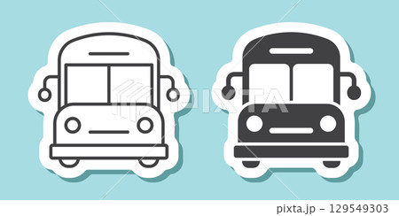 Bus sticker icon in flat style. Autobus vector illustration on isolated background. Transport sign business concept. Bus sticker icon in flat style. Autobus vector illustration on isolated background. Transport sign business concept. 129549303
