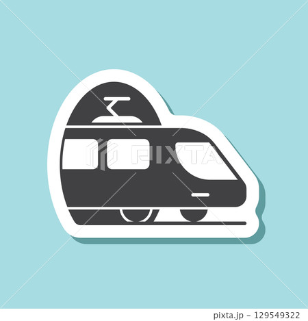 Metro train sticker icon in flat style. Subway vector illustration on isolated background. Transport sign business concept. 129549322