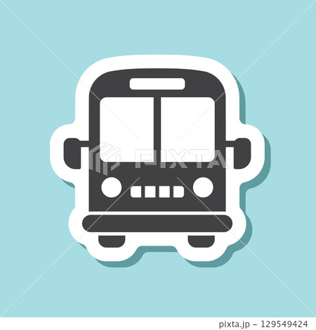 Bus sticker icon in flat style. Autobus vector illustration on isolated background. Transport sign business concept. 129549424