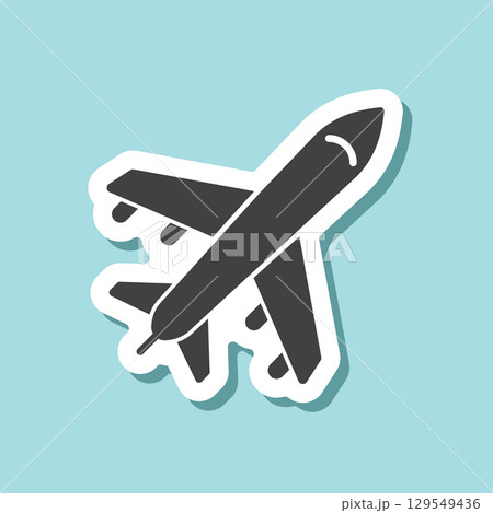 Airplane sticker icon in flat style. Plane vector illustration on isolated background. Transport sign business concept. Airplane sticker icon in flat style. Plane vector illustration on isolated background. Transport sign business concept. 129549436
