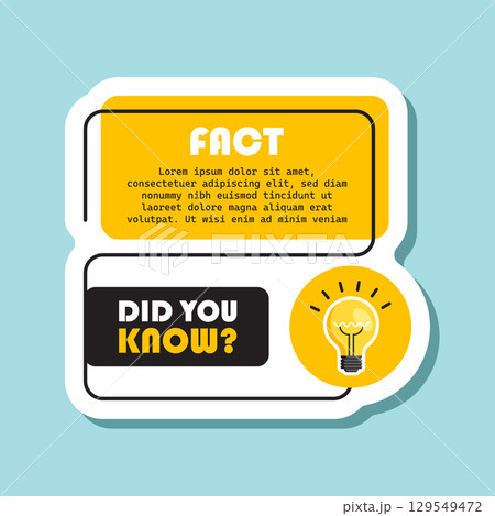 Did you know sticker icon in flat style. Banner with frame and bulb vector illustration on white isolated background. Explanation sign business concept. Did you know sticker icon in flat style. Banner with frame and bulb vector illustration on white isolated background. Explanation sign business concept. 129549472