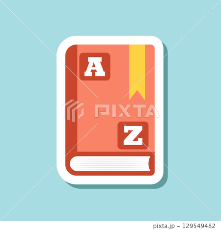 Glossary book sticker icon in flat style. Guidebook encyclopedia vector illustration on isolated background. A-Z notebook sign business concept. 129549482