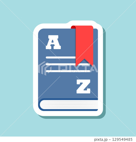 Glossary book sticker icon in flat style. Guidebook encyclopedia vector illustration on isolated background. A-Z notebook sign business concept. 129549485