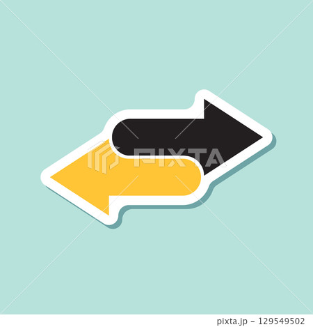 Exchange sticker icon in flat style. Left and right arrow vector illustration on isolated background. Forward sign business concept. 129549502