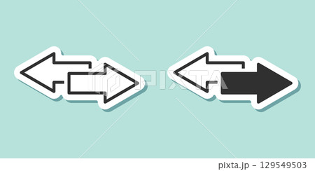 Exchange sticker icon in flat style. Left and right arrow vector illustration on isolated background. Forward sign business concept. 129549503