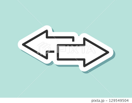 Exchange sticker icon in flat style. Left and right arrow vector illustration on isolated background. Forward sign business concept. Exchange sticker icon in flat style. Left and right arrow vector illustration on isolated background. Forward sign business concept. 129549504