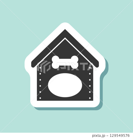 Dog house sticker icon in flat style. Pet home vector illustration on isolated background. Animal shelter sign business concept. Dog house sticker icon in flat style. Pet home vector illustration on isolated background. Animal shelter sign business concept. 129549576