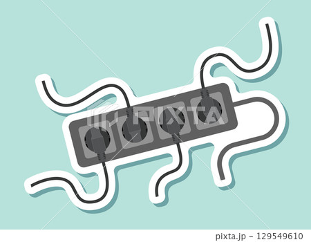 Electric socket sticker icon in flat style. Connection and disconnection vector illustration on isolated background. Wire adapter sign business concept. Electric socket sticker icon in flat style. Connection and disconnection vector illustration on isolated background. Wire adapter sign business concept. 129549610