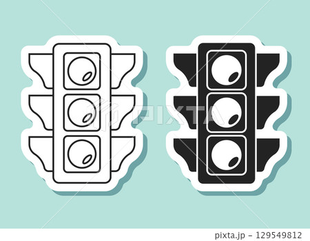 Traffic light sticker icon in flat style. Stoplight vector illustration on isolated background. Semaphore sign business concept. 129549812