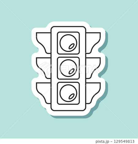 Traffic light sticker icon in flat style. Stoplight vector illustration on isolated background. Semaphore sign business concept. 129549813