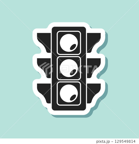 Traffic light sticker icon in flat style. Stoplight vector illustration on isolated background. Semaphore sign business concept. Traffic light sticker icon in flat style. Stoplight vector illustration on isolated background. Semaphore sign business concept. 129549814