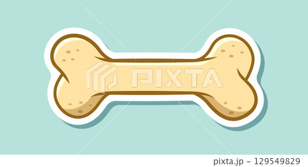 Dog bone sticker icon in flat style. Human skeleton vector illustration on isolated background. Healthy orthopedic sign business concept. 129549829