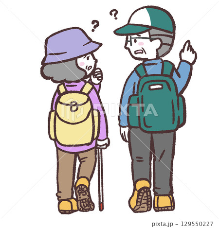 登山で道に迷った老夫婦のイラスト 登山で道に迷った老夫婦のイラスト 129550227