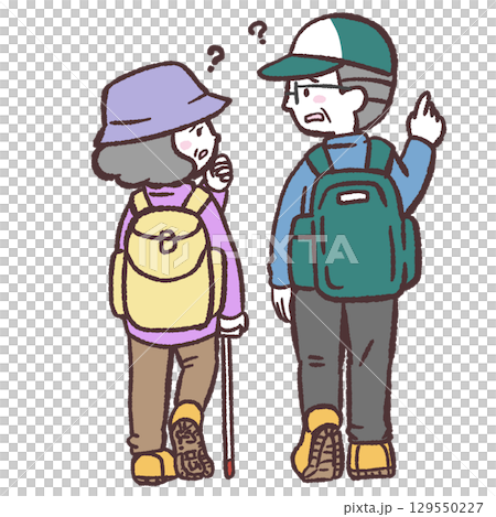 登山で道に迷った老夫婦のイラスト 登山で道に迷った老夫婦のイラスト 129550227