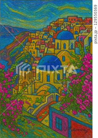 村のカラフルな建物 129550369