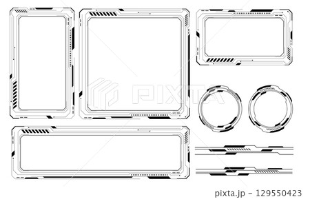 Hud frames black grey user interface elements design modern technology futuristic control panel screen digital hologram window gaming menu touching cyber monitor set on white background vector 129550423