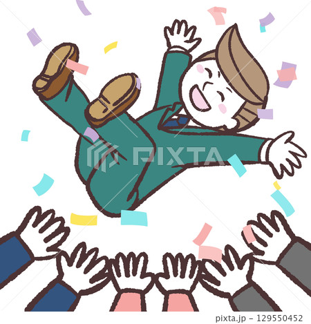 胴上げされる会社員のイラスト 129550452