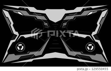 HUD sci-fi interface screen view white circular geometric design virtual futuristic technology creative display on black vector HUD sci-fi interface screen view white circular geometric design virtual futuristic technology creative display on black vector 129550455