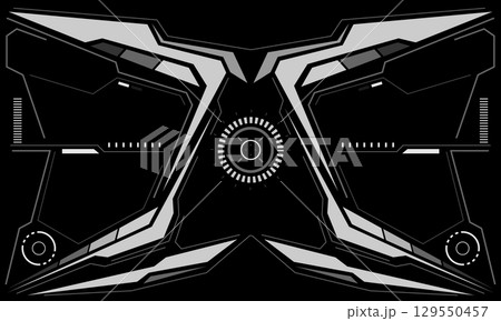 HUD sci-fi interface screen view white circular geometric design virtual futuristic technology creative display on black vector HUD sci-fi interface screen view white circular geometric design virtual futuristic technology creative display on black vector 129550457