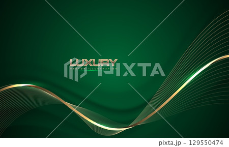 Abstract grey wave gold ribbon curve on green luxury background vector 129550474