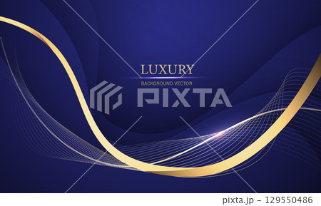 Abstract grey wave gold ribbon curve on blue design modern luxury background vector Abstract grey wave gold ribbon curve on blue design modern luxury background vector 129550486
