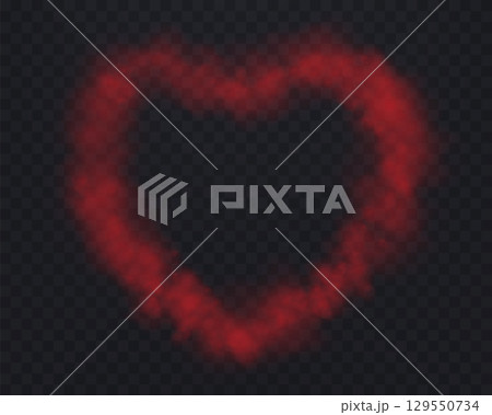 Realistic pink smoke circle or haze on a transparent background. Magic fog, vapor. Vector illustration. 129550734