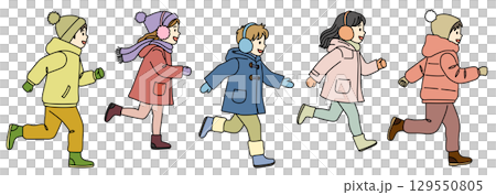 Running children illustration set 07 (color) 129550805