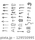 Set of Arrow, doodle drawing on white background 129550995