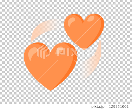 Two revolving orange hearts switching places icon with circular line Two revolving orange hearts switching places icon with circular line 129551001