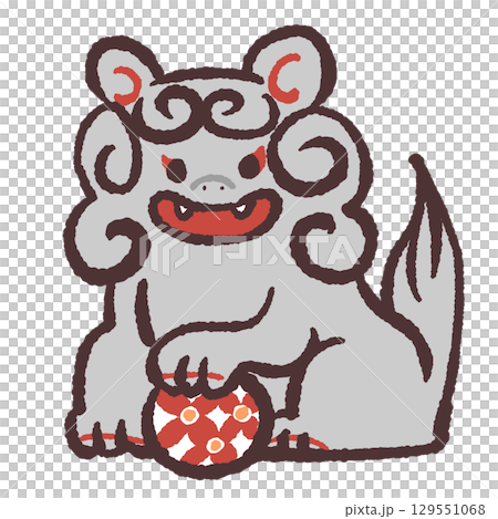 毬を持つ狛犬イラスト 毬を持つ狛犬イラスト 129551068