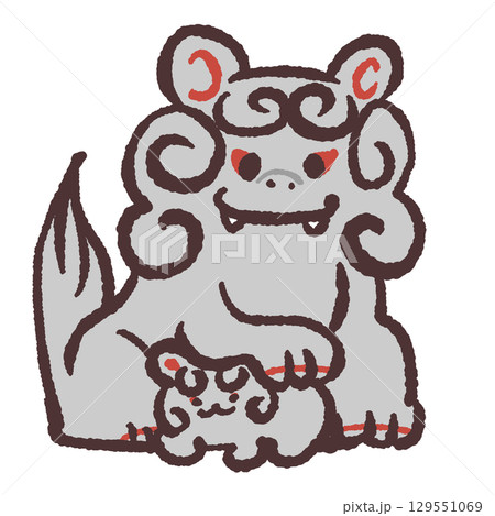 狛犬の親子のイラスト 129551069