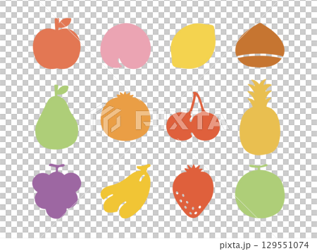 A cute illustration of colorful fruit silhouettes 129551074