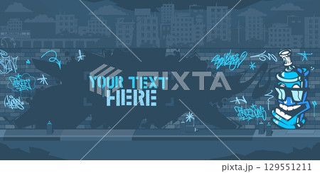 Trendy Contour Of Graffiti Piece On The Brick Wall Blank Template For Your Text Vector Background Trendy Contour Of Graffiti Piece On The Brick Wall Blank Template For Your Text Vector Background 129551211
