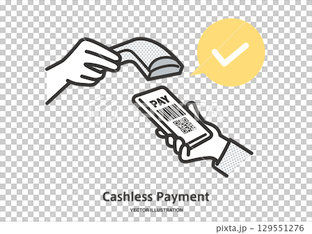通過智能手機上的電子支付付款的圖像插圖 129551276