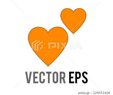Two love orange hearts flat icon, used for expressions of love is in the air Two love orange hearts flat icon, used for expressions of love is in the air 129551426