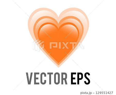 Glossy orange love glowing heart icon 129551427
