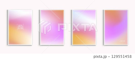 Pastel gradient backgrounds vector set. soft tender yellow, pink, white and blue colours abstract background for app, web design, webpages, banners, greeting cards. Vector design. 129551458