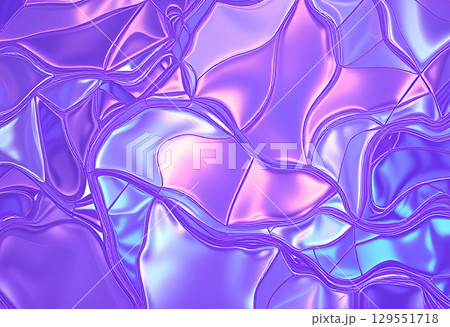 Abstract iridescent fluid texture with flowing shapes in shades of purple and blue, creating a mesmerizing and modern background for digital art, design, and creative projects 129551718