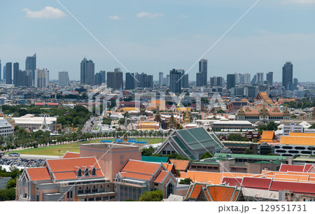 Aerial view cityscape of Grand Palace of Bangkok famous landmark tourism Aerial view cityscape of Grand Palace of Bangkok famous landmark tourism 129551731