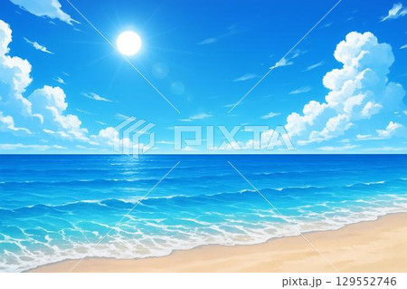 青空　海　砂浜 129552746