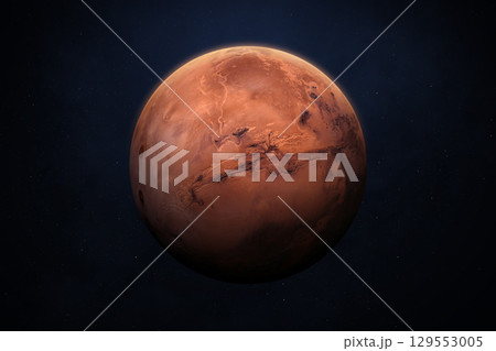 Mars the Red Planet. Planet Mars in the starry sky. 129553005