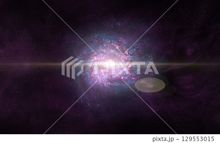Spiral galaxy and stars in deep space. 129553015
