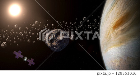 Jupiter asteroid Psyche and main asteroid belt. Jupiter asteroid Psyche and main asteroid belt. 129553016