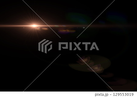 Lens flare light on black. Lens flare light on black. 129553019