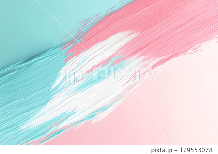 Striking abstract composition featuring vibrant pastel triangles dynamically layered over a soft gradient background in shades of pink and blue 129553078